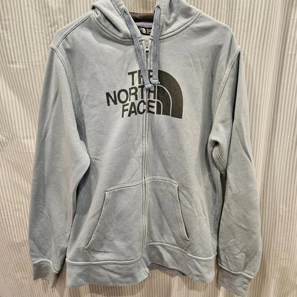 The North Face Men's Light Blue Gray Zip-Up Hoodie Size Large